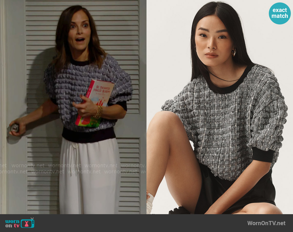 Maeve Puff-Sleeve Bubble Top worn by Taylor Hayes (Rebecca Budig) on The Bold and the Beautiful