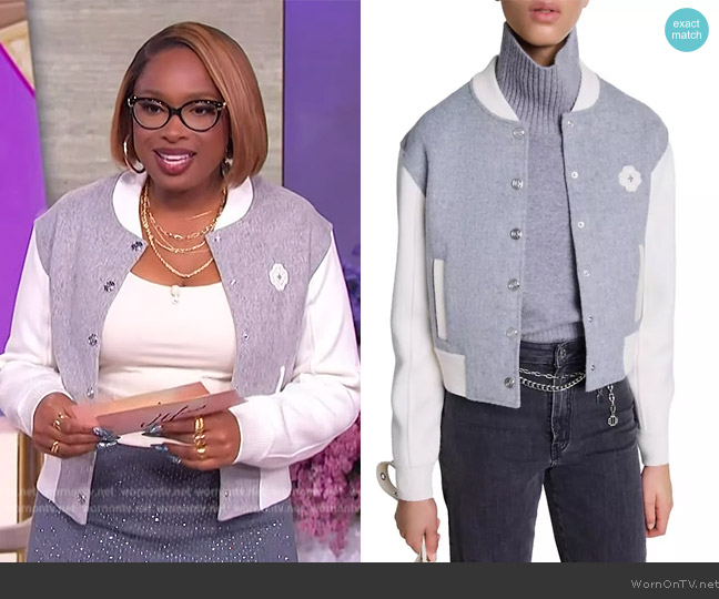 Maje Mybomberis Varsity Cardigan worn by Jennifer Hudson on The Jennifer Hudson Show
