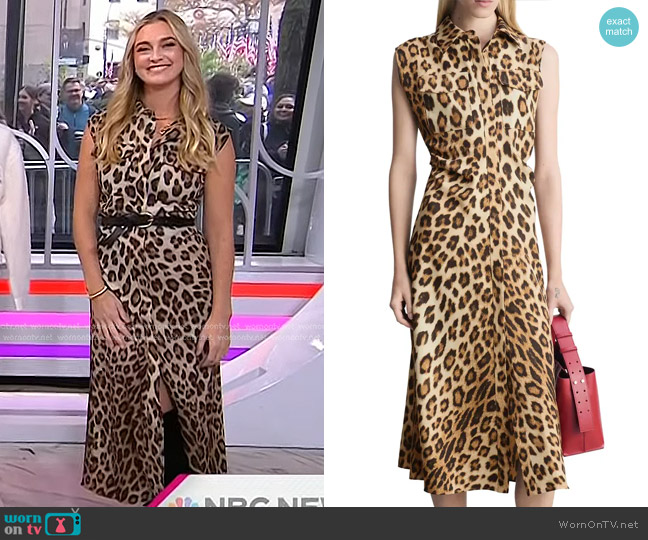 Mango Leopard Print Sleeveless Midi Shirtdress worn by Jasmine Snow on Today