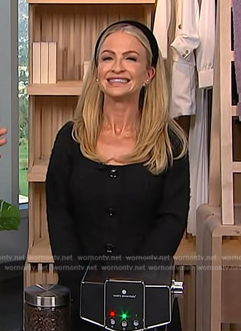 Maria Provenzano’s black tweed mini dress on Access Hollywood