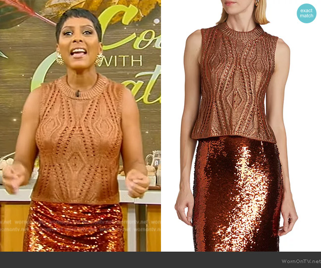 Marie Oliver McGuire Sleeveless Cotton-Blend Top worn by Tamron Hall on Tamron Hall Show