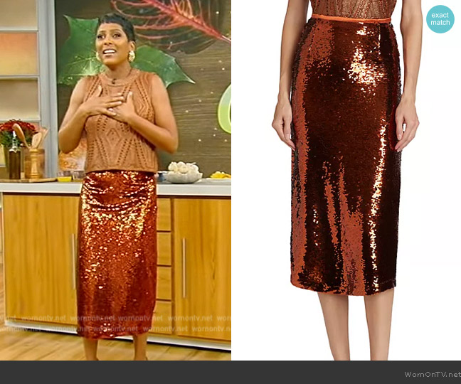 Marie Oliver Wray Sequin Skirt worn by Tamron Hall on Tamron Hall Show