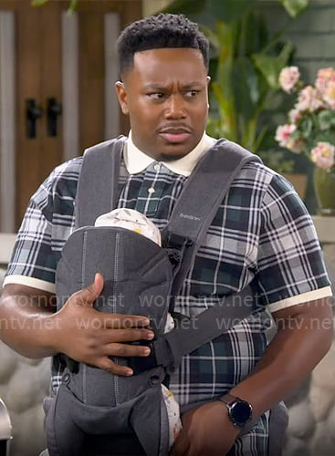 Marty’s plaid polo shirt on The Neighborhood
