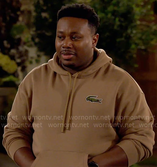 Marty’s camel crocodile hoodie on The Neighborhood