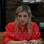 Maxie’s red satin button down shirt on General Hospital