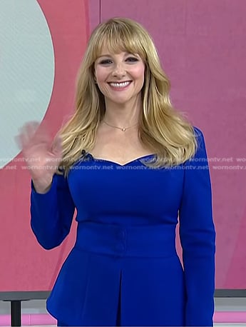 Melissa Rauch’s blue peplum top on Today