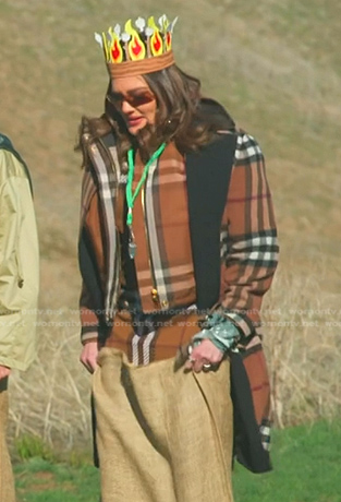 Meredith’s brown plaid jacket, coat and skirt on The Real Housewives of Salt Lake City