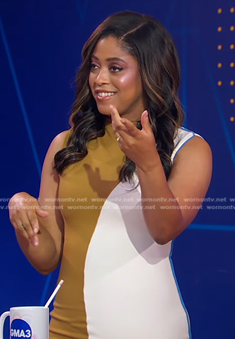 Morgan’s white colorblock dress on Good Morning America