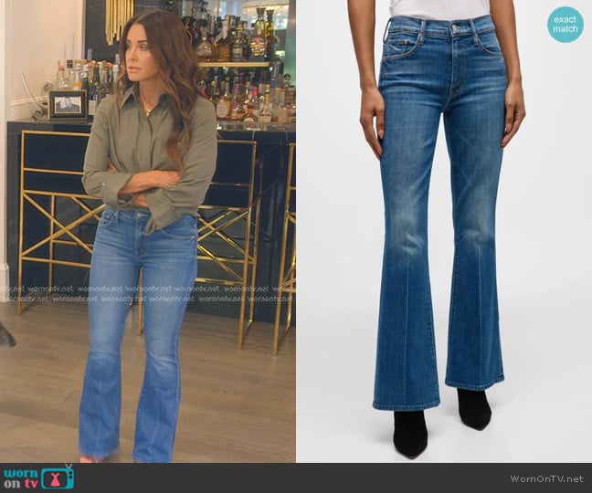 Mother The Weekender Flare Jeans in Its A Small World worn by Kyle Richards on The Real Housewives of Beverly Hills