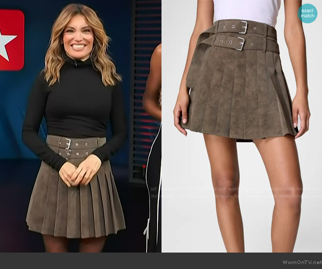 Nasty Gal Belted Pleated Faux Suede Skirt worn by Kit Hoover on Access Hollywood