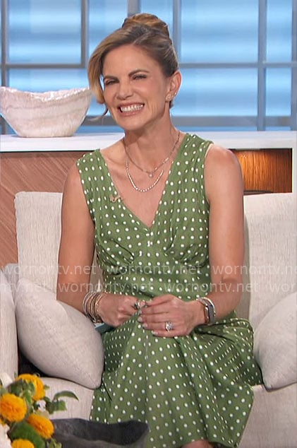 Natalie’s green polka dot maxi dress on The Talk