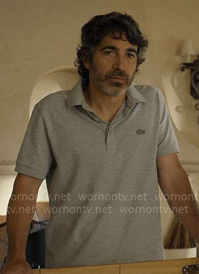 Nathan’s grey polo shirt on Based on a True Story