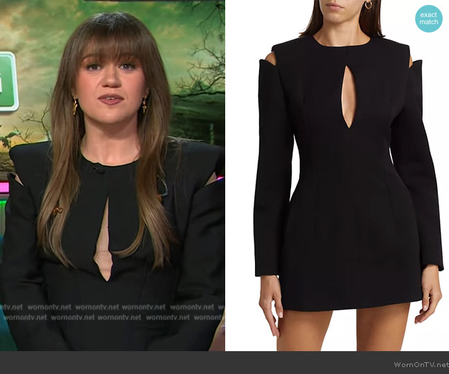 Nonchalant Label Halston Cut-Out Cold-Shoulder Minidress worn by Kelly Clarkson on The Kelly Clarkson Show