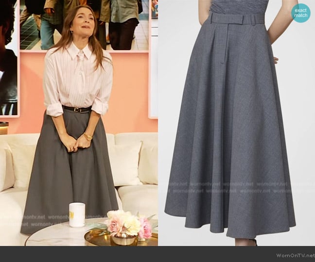 Bertille Wool A-Line Maxi Skirt Officine Generale worn by Drew Barrymore on The Drew Barrymore Show