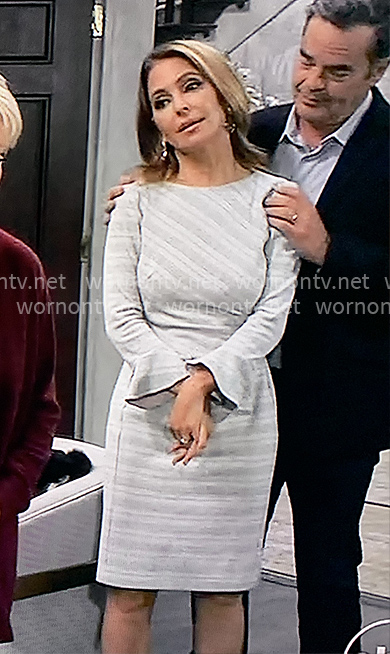 Olivia’s light grey plaid bell-sleeve dress on General Hospital
