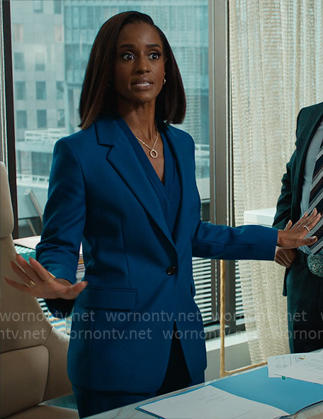Olympia’s teal blazer and pants on Matlock