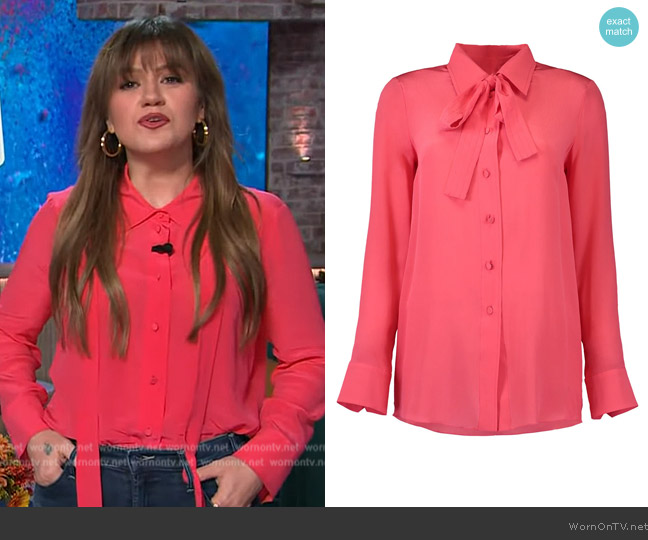 Oscar de la Renta Tie Neck Blouse worn by Kelly Clarkson on The Kelly Clarkson Show