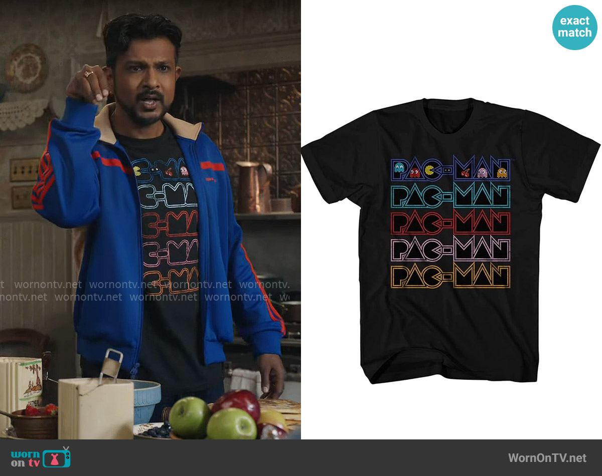 Pacman Video Game Shirt worn by Jay (Utkarsh Ambudkar) on Ghosts