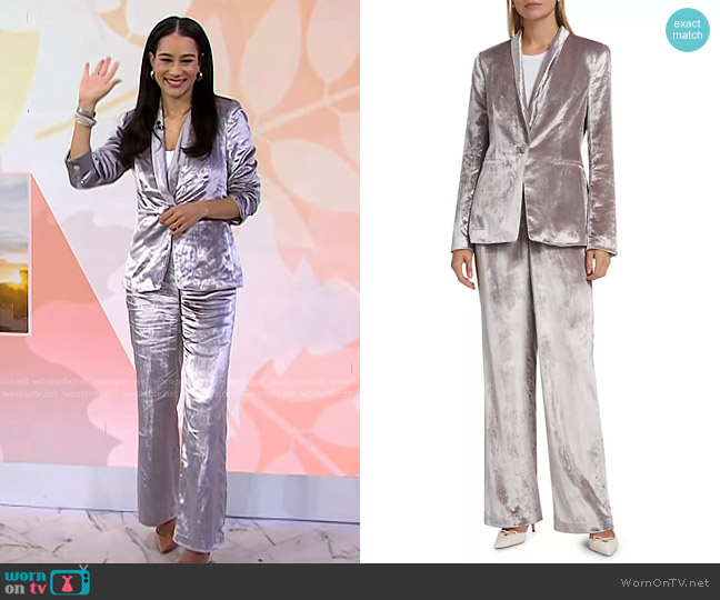 Paige Kriselle Velvet Blazer in Pewter worn by Morgan Radford on Today