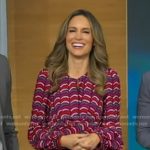 Rhiannon’s pink geometric print pleated dress on Good Morning America