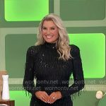 Rachel’s black fringed sequin mini dress on The Price is Right