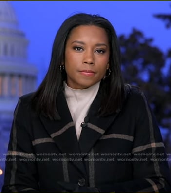 Rachel’s black plaid coat on Good Morning America