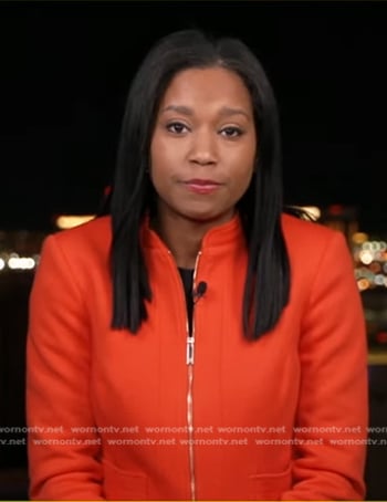 Rachel’s red zip up jacket on Good Morning America
