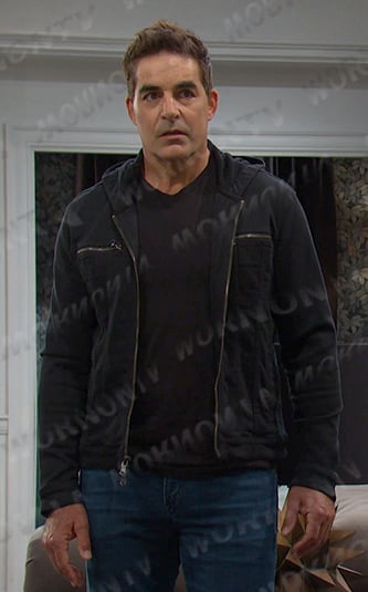 Rafe’s black hooded zip jacket on Days of our Lives