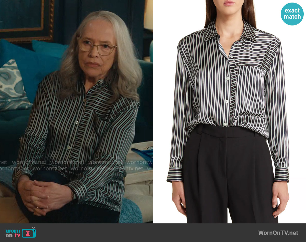 Rails Spencer Shirt in Aspen Stripe worn by Madeline Matlock (Kathy Bates) on Matlock