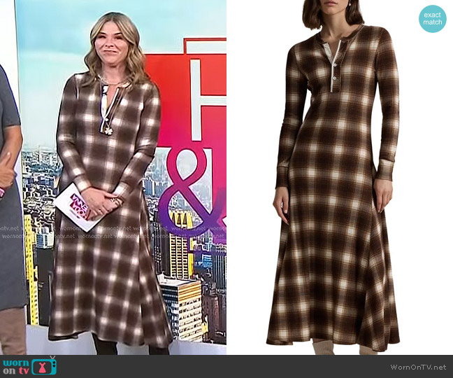 Polo Ralph Lauren Plaid Waffle Maxi Dress in Winter Shadow Plaid worn by Jenna Bush Hager on Today