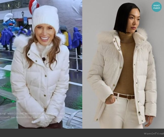 Lauren Ralph Lauren Faux-Fur Hooded Puffer Coat worn by Rhiannon Ally on Good Morning America