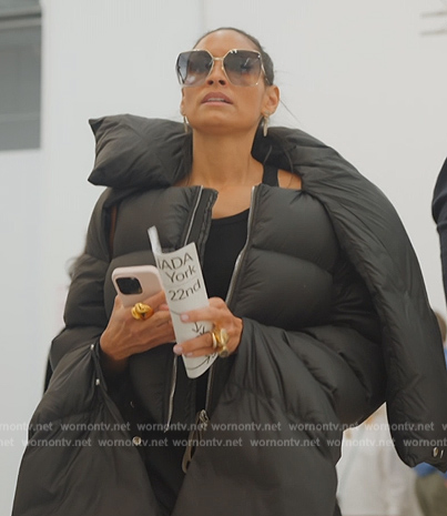 Racquel’s black cropped puffer jacket on The Real Housewives of New York City