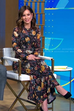 Rebecca’s black floral maxi dress on Good Morning America