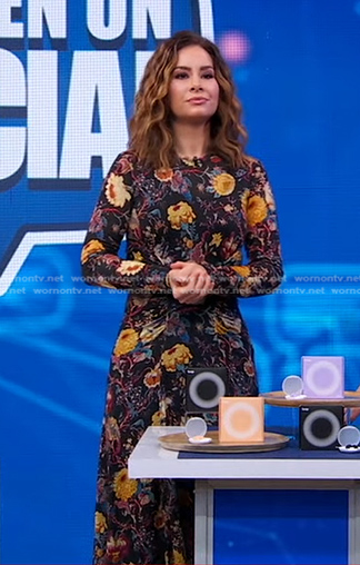 Rebecca’s black floral maxi dress on Good Morning America