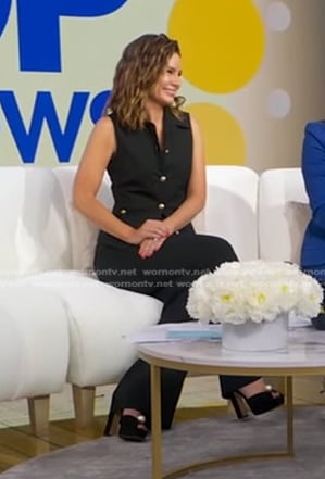 Rebecca’s black pearl platform sandals on Good Morning America