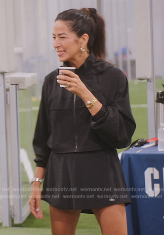 Rebecca’s black cropped jacket and shorts on The Real Housewives of New York City