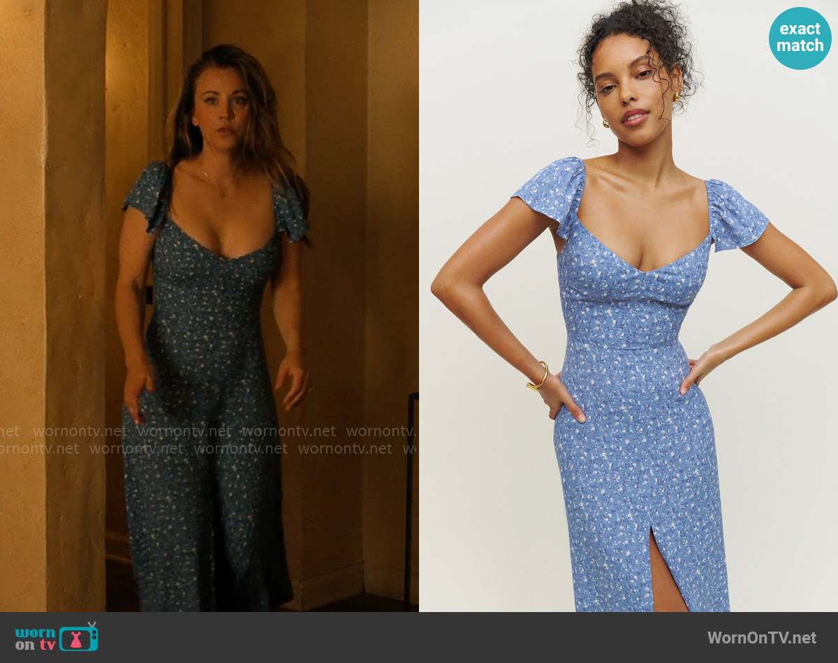 Reformation Baxley Dress in Eve worn by Ava Bartlett (Kaley Cuoco) on Based on a True Story