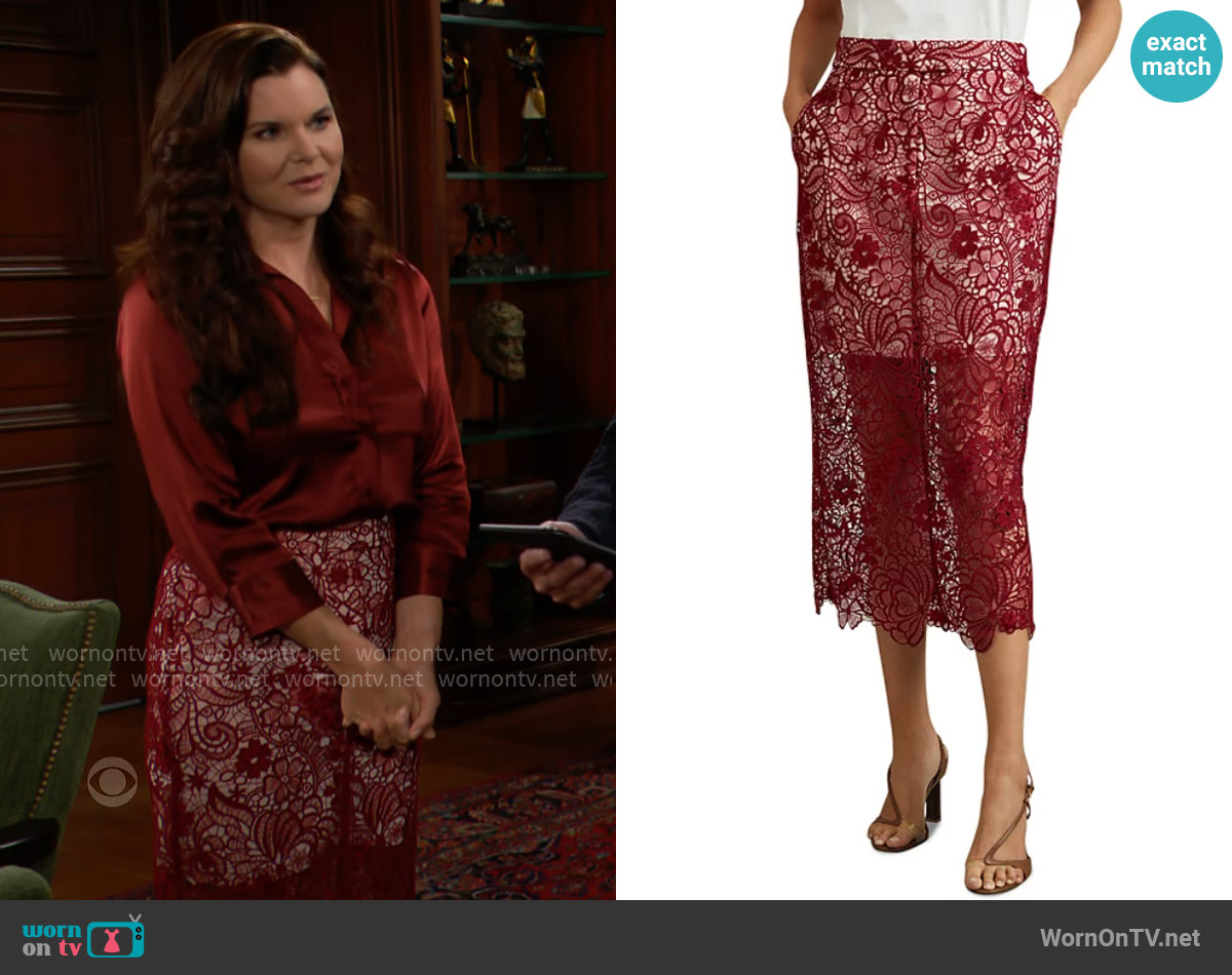 Reiss Flo Lace Pencil Skirt worn by Katie Logan (Heather Tom) on The Bold and the Beautiful