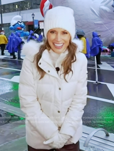 Rhiannon Ally’s white padded coat on Good Morning America