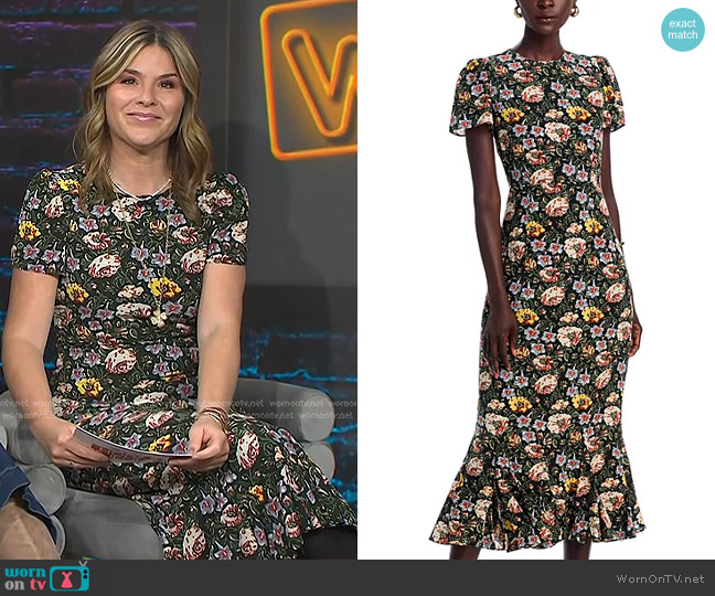Rhode Lulani Floral Print Midi Dress in Blossoming Canopy worn by Jenna Bush Hager on Today