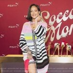 Rihanna’s multicolored stripe dress on E! News