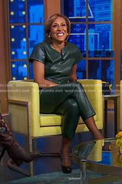 Robin’s green leather top and pants on Good Morning America