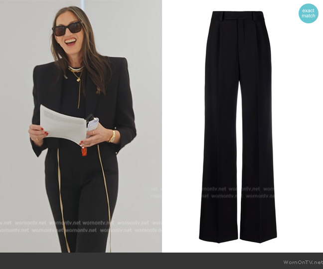 Saint Laurent High-waisted wide-leg trousers worn by Jenna Lyons on The Real Housewives of New York City