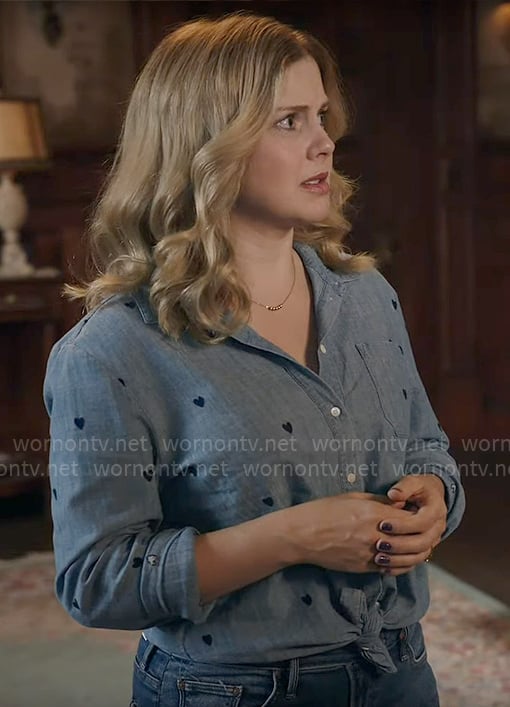 Sam’s heart embroidered chambray shirt on Ghosts