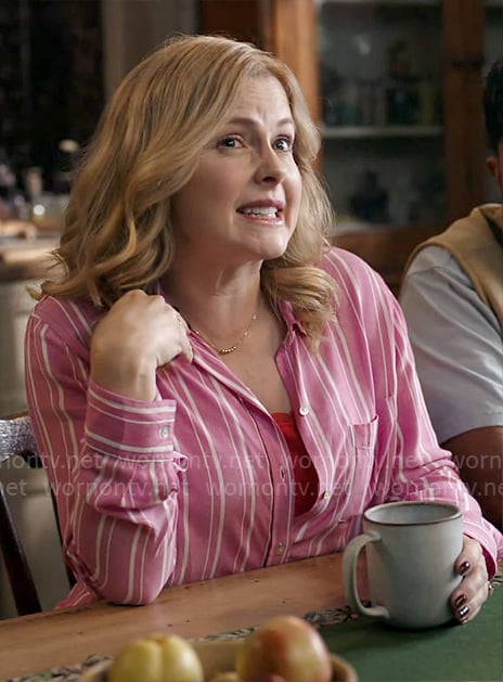 Sam’s pink striped shirt on Ghosts