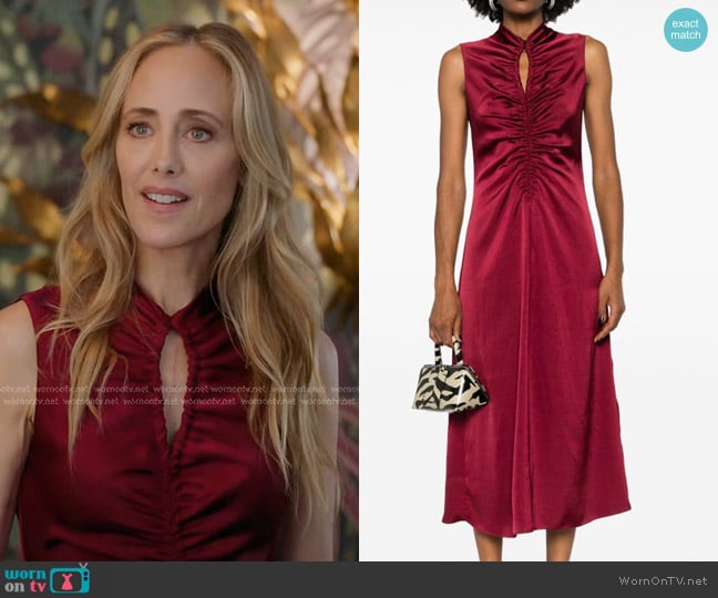 Sandro Glam Dress in Burgundy worn by Teddy Altman (Kim Raver) on Greys Anatomy