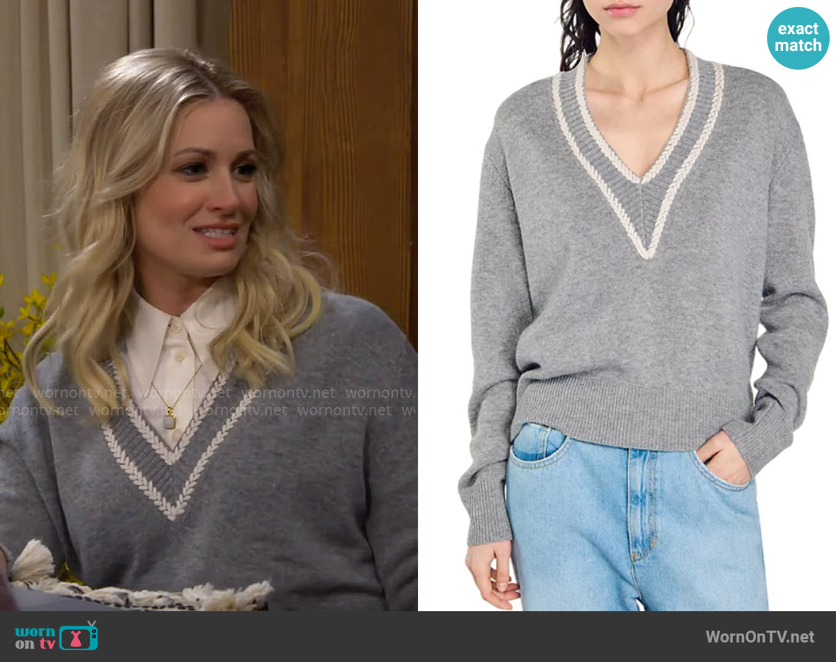 Sandro Cleo V Neck Sweater worn by Gemma (Beth Behrs) on The Neighborhood