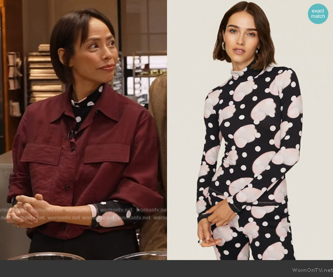 Sandy Liang Dunloe Top worn by Pilar Valdes on The Drew Barrymore Show