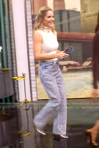 Sara’s crystal embellished jeans on The View