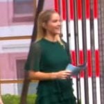 Sara’s green ruffle hem mini dress on The View